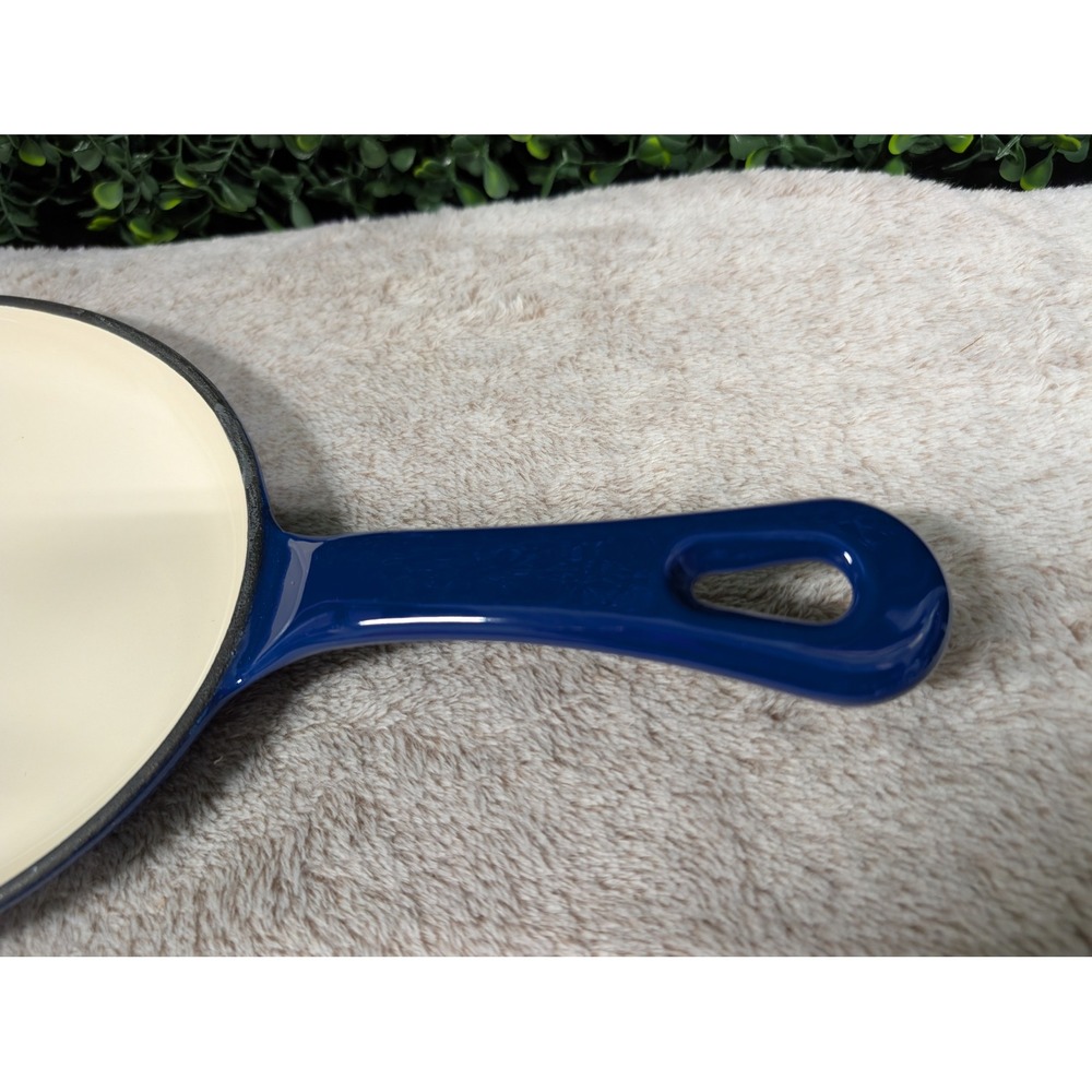 Rachael Ray Blue Enameled Cast Iron Oval Griddle Pan Skillet Helper Handle - Picture 2 of 8
